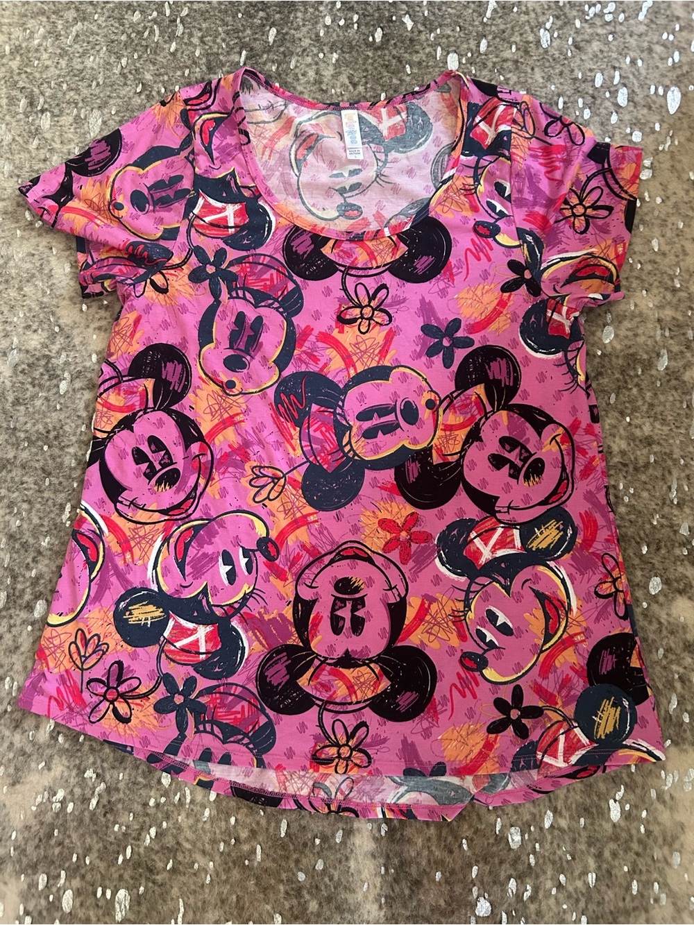 LuLaRoe Pink Minnie Mouse Sketch Tee